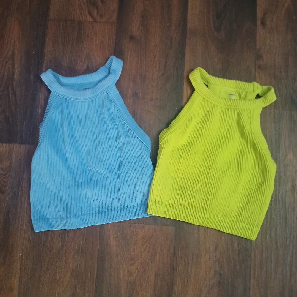 Aerie Kids Ribbed Tank Tops - Blue and Green